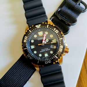 CITIZEN PROMASTER Eco-Drive 20yr Dive Watch, ISO 200m SS/YG E168-S126703 NWOT A+